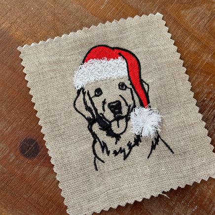 Christmas Golden Retriever Santa Dog Fringe Machine Embroidery Design - sproutembroiderydesigns