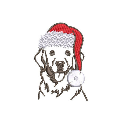 Christmas Golden Retriever Santa Dog Fringe Machine Embroidery Design - sproutembroiderydesigns