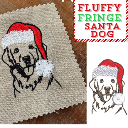 Christmas Golden Retriever Santa Dog Fringe Machine Embroidery Design - sproutembroiderydesigns