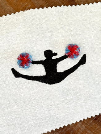 Cheerleading Machine Embroidery Design, Fringe Cheerleader machine embroidery, Silhouette embroidery design, fluffy pom pom design