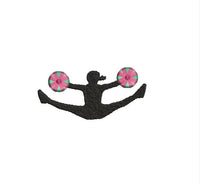 Cheerleading Machine Embroidery Design, Fringe Cheerleader machine embroidery, Silhouette embroidery design, fluffy pom pom design