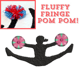 Cheerleading Machine Embroidery Design, Fringe Cheerleader machine embroidery, Silhouette embroidery design, fluffy pom pom design - sproutembroiderydesigns