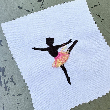 Fringe Tutu Ballerina Machine Embroidery Design, Fringe Ballet embroidery design, 4x4 hoop, Dance Bag Embroidery, Fluffy tutu design