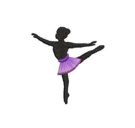 Fringe Tutu Ballerina Machine Embroidery Design, Fringe Ballet embroidery design, 4x4 hoop, Dance Bag Embroidery, Fluffy tutu design