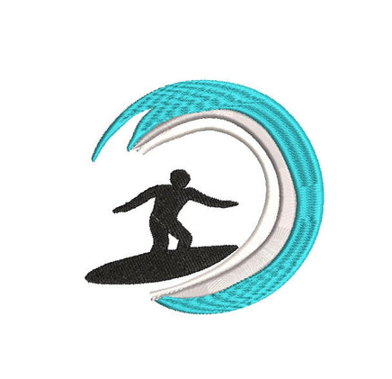 Wave Fringe Surf Machine Embroidery Design, 2 sizes, surfing embroidery design, surf embroidery design, surfer embroidery design