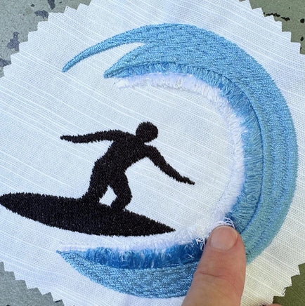 Wave Fringe Surf Machine Embroidery Design, 2 sizes, surfing embroidery design, surf embroidery design, surfer embroidery design