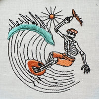 Fluffy Fringe Skeleton Surfer Machine Embroidery Design - sproutembroiderydesigns