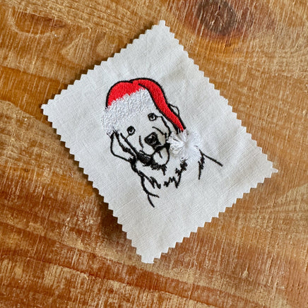 Christmas Golden Retriever Santa Dog Fringe Machine Embroidery Design