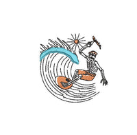 Fluffy Fringe Skeleton Surfer Machine Embroidery Design, Skeleton embroidery design, surf embroidery design