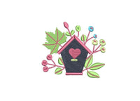 Autumn Birdhouse Embroidery Design, Set of 6, Fall Birdhouse Machine Embroidery Design, 4x4 hoop, Birdwatcher embroidery design - sproutembroiderydesigns