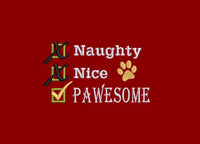Naughty Nice Pawesome Dog Embroidery Design, Christmas Bandana (Digital Download)