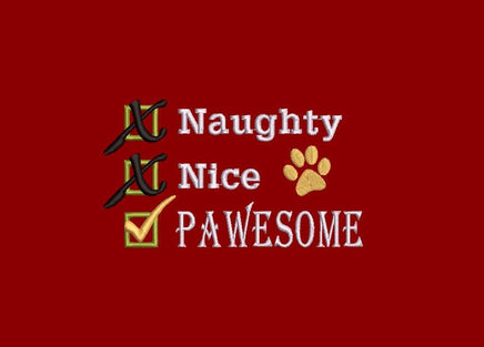 Naughty Nice Pawesome Dog Embroidery Design, Christmas Bandana (Digital Download)