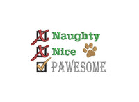Naughty Nice Pawesome Dog Embroidery Design, Christmas Bandana (Digital Download)