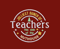Jolliest Bunch for Teachers Embroidery Design, 4 sizes, Funny Christmas Teacher embroidery design - sproutembroiderydesigns
