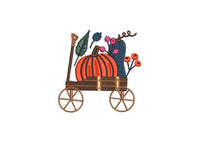 Autumn Wheelbarrow Embroidery Design, Set of 6, Fall Wheelbarrow Machine Embroidery Design, 4x4 hoop, Gardener embroidery design
