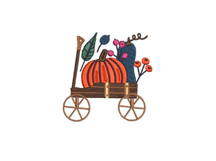 Autumn Wheelbarrow Embroidery Design, Set of 6, Fall Wheelbarrow Machine Embroidery Design, 4x4 hoop, Gardener embroidery design