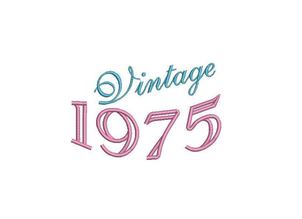 Vintage 1975 Machine Embroidery Design, 50th birthday embroidery design - sproutembroiderydesigns