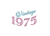 Vintage 1975 Machine Embroidery Design, 50th birthday embroidery design, year embroidery design, 4x4 and 5x7 hoops - sproutembroiderydesigns