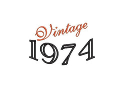 Vintage 1974 Machine Embroidery Design, 50th birthday embroidery design, year embroidery design, 4x4 and 5x7 hoops