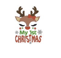 Reindeer My First Christmas Machine Embroidery Design - sproutembroiderydesigns