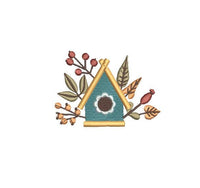 Autumn Birdhouse Embroidery Design, Set of 6, Fall Birdhouse Machine Embroidery Design, 4x4 hoop, Birdwatcher embroidery design - sproutembroiderydesigns