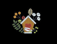 Christmas Birdhouse Embroidery Design, Christmas Bird embroidery design, 4x4 hoop