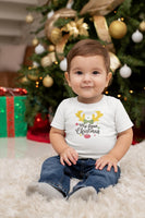 My First Christmas Reindeer Bow Machine Embroidery Design, 2 sizes, Baby Christmas embroidery design, 4x4 and 5x7 hoop, - sproutembroiderydesigns