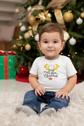 My First Christmas Reindeer Bow Machine Embroidery Design, 2 sizes, Baby Christmas embroidery design, 4x4 and 5x7 hoop, - sproutembroiderydesigns