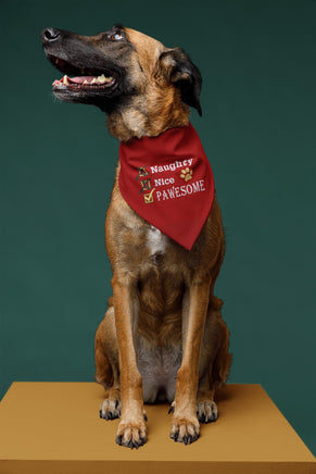 Naughty Nice Pawesome Dog Embroidery Design, Christmas Bandana (Digital Download)