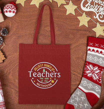 Jolliest Bunch for Teachers Embroidery Design, 4 sizes, Funny Christmas Teacher embroidery design - sproutembroiderydesigns