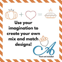 Bundle of Thanksgiving Machine Embroidery Design, 13 designs, Quick Embroidery Design, Pumpkin, Turkey, Pie, Leaves, 4x4 hoop