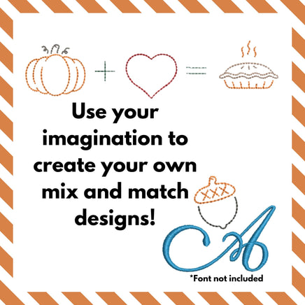 Bundle of Thanksgiving Machine Embroidery Design, 13 designs, Quick Embroidery Design, Pumpkin, Turkey, Pie, Leaves, 4x4 hoop
