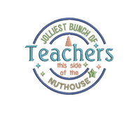 Jolliest Bunch for Teachers Embroidery Design, 4 sizes, Funny Christmas Teacher embroidery design - sproutembroiderydesigns