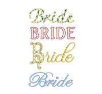 Bride Machine Embroidery Designs, 4 Fonts, wedding embroidery, wedding design, bride embroidery design, wedding pattern - sproutembroiderydesigns