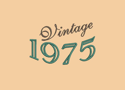 Vintage 1975 Machine Embroidery Design, 50th birthday embroidery design - sproutembroiderydesigns