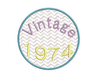 1974 Seal Machine Embroidery Design, 50th Birthday embroidery design, 4x4 and 5x7 hoops, year embroidery