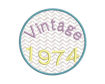 1974 Seal Machine Embroidery Design, 50th Birthday embroidery design, 4x4 and 5x7 hoops, year embroidery