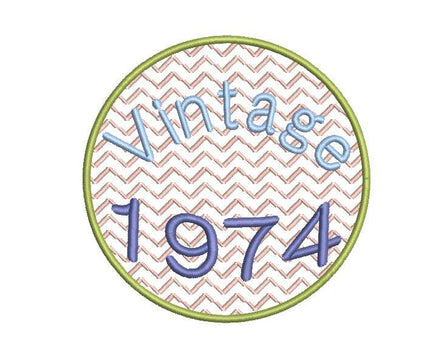 1974 Seal Machine Embroidery Design, 50th Birthday embroidery design, 4x4 and 5x7 hoops, year embroidery