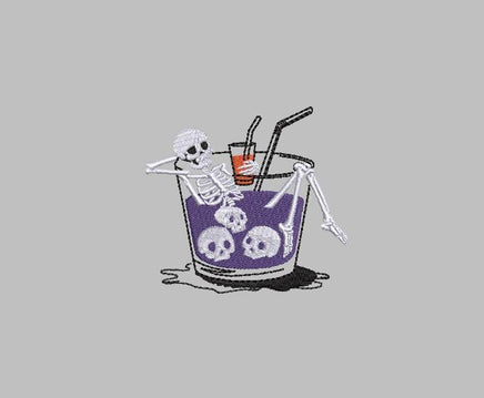 Drink Skeleton Machine Embroidery Design, halloween embroidery design - sproutembroiderydesigns