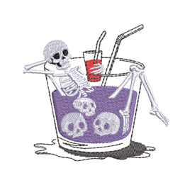 Drink Skeleton Machine Embroidery Design, halloween embroidery design - Skeleton embroidery design - drink embroidery design, - sproutembroiderydesigns