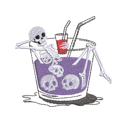 Drink Skeleton Machine Embroidery Design, halloween embroidery design - sproutembroiderydesigns