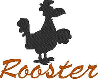 Rooster Silhouette Machine Embroidery Design with and without wording- rooster embroidery, kids, children, animals, farm, kitchen - sproutembroiderydesigns