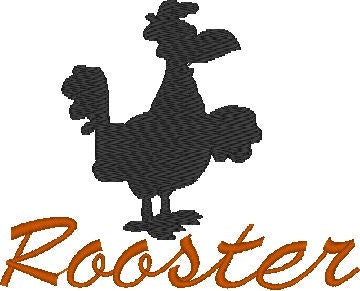 Rooster Silhouette Machine Embroidery Design with and without wording- rooster embroidery, kids, children, animals, farm, kitchen - sproutembroiderydesigns