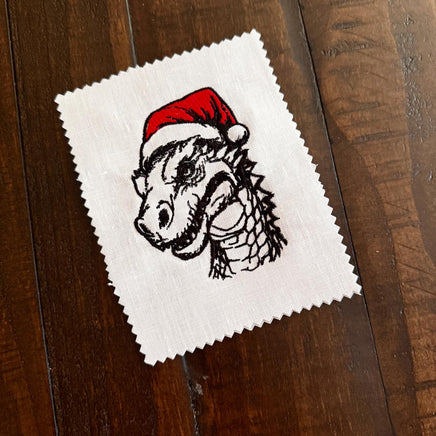 Christmas Dinosaur Machine Embroidery Design, Santa T-rex Dinosaur Embroidery Design