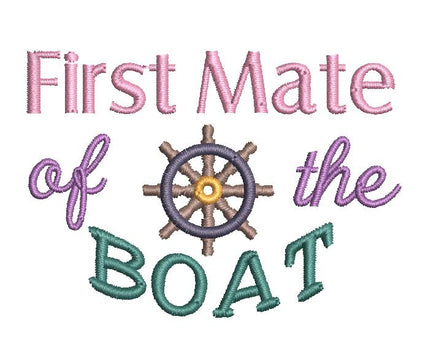 First Mate of the Boat Hat Machine Embroidery Design, Hat embroidery design