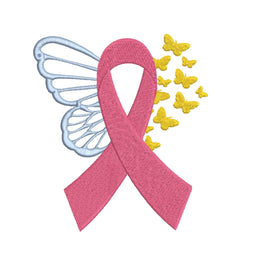 Butterfly Angel Cancer Ribbon Machine Embroidery Design, Breast Cancer Embroidery Design - sproutembroiderydesigns