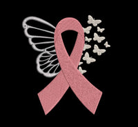 Butterfly Angel Cancer Ribbon Machine Embroidery Design, Breast Cancer Embroidery Design - sproutembroiderydesigns