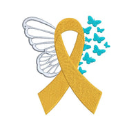 Butterfly Angel Cancer Ribbon Machine Embroidery Design, Breast Cancer Embroidery Design - sproutembroiderydesigns