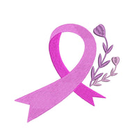 Flower Cancer Ribbon Machine Embroidery Design, Breast Cancer Embroidery Design - sproutembroiderydesigns