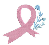 Flower Cancer Ribbon Machine Embroidery Design, Breast Cancer Embroidery Design - sproutembroiderydesigns